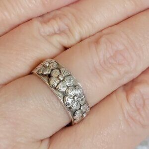 Silver 925 Flower Ring Sz 8